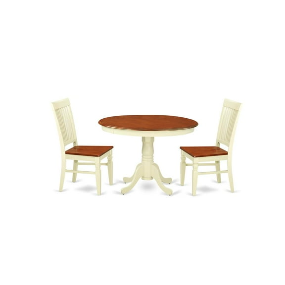East West Furniture Hartland 3-piece Dining Room Set in Buttermilk and Cherry