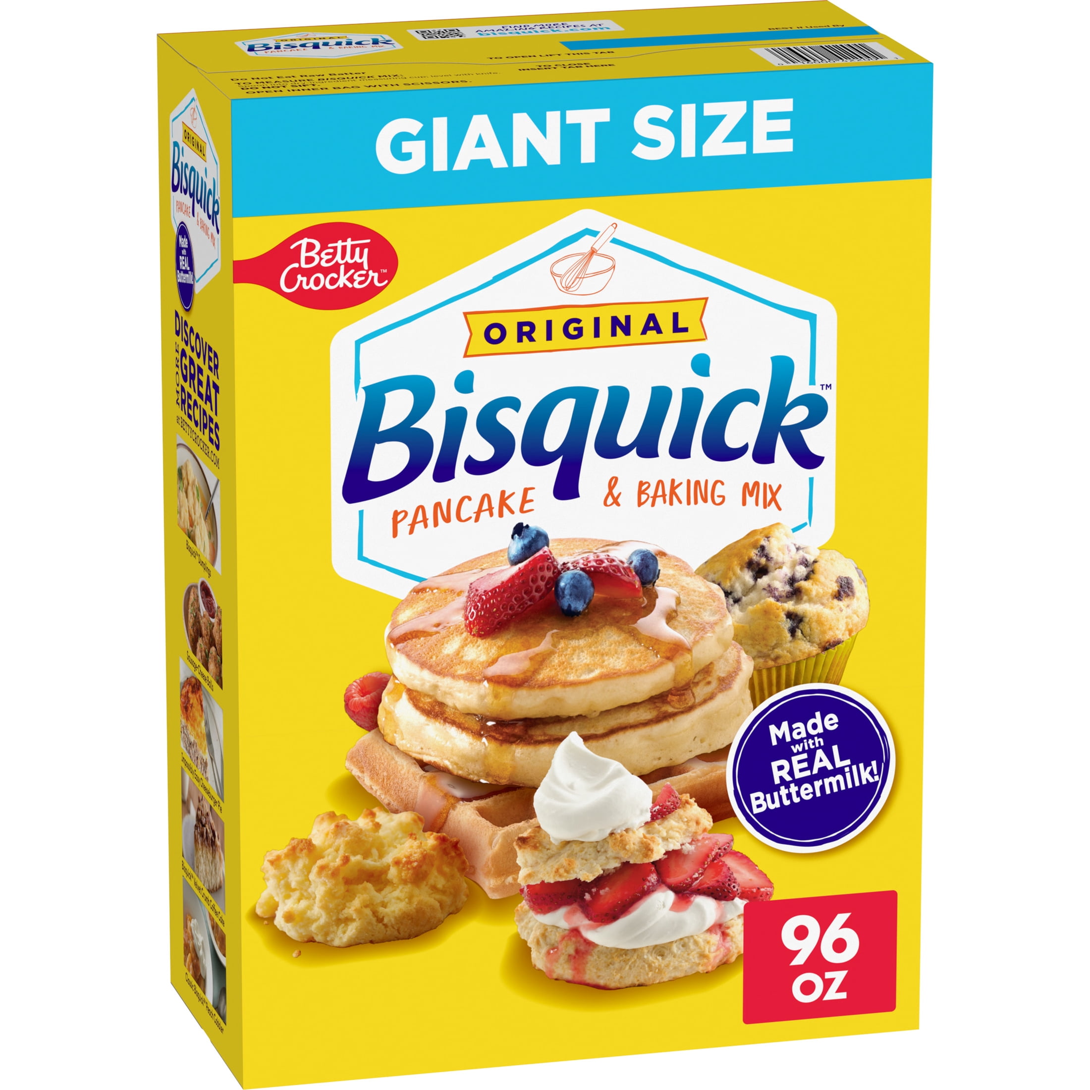 (6 pack) Betty Crocker Bisquick Pancake and Baking Mix, Original, Giant Size, 96 oz