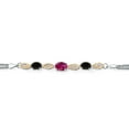 thumbnail image 2 of Gem Stone King 925 Silver and 10K Yellow Gold Red Created Ruby and Black Onyx and White Lab Grown Diamond Bracelet for Women (1.71 Cttw, Gemstone July Birthstone, Oval, Wheat Chain, 7.5 inches), 2 of 5