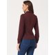 thumbnail image 3 of Blusa informal elegante de manga larga con cuello de gargantilla y estampado de pata de gallo para mujer Rojo Oscuro XL, 3 of 6
