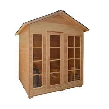 ALEKO CED6IMATRA 4 Person Canadian Red Cedar Wood Outdoor and Indoor Wet Dry Sauna with 4.5 KW ETL Electrical