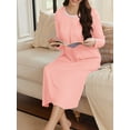 thumbnail image 6 of Avidlove Nightgowns for Women Floral Long Sleeve Henley Sleepshirt Full Length Nightdress Sleepwear with Pockets S-3XL, 6 of 7