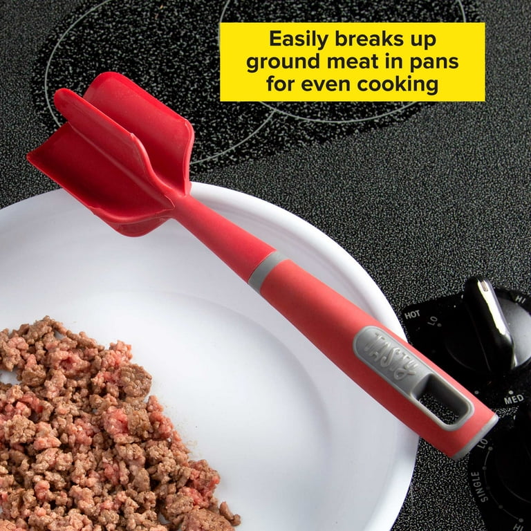 A chopping tool that'll break up ground meat while it's already in the pan  to ensure it's evenly distributed for perfect cooking. You can also use it  on veggies…