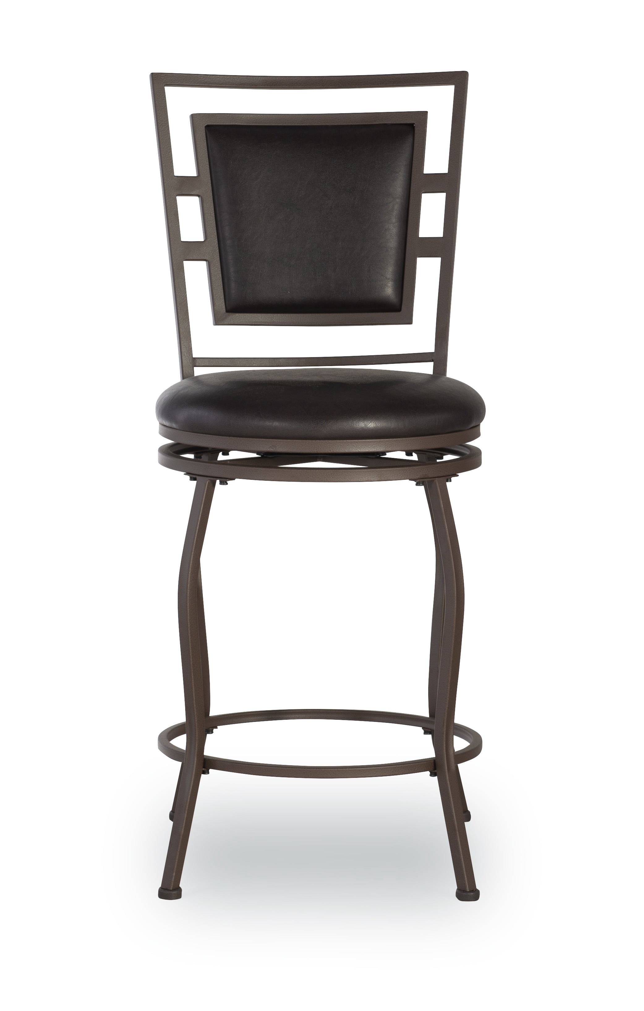 Linon Nora 24-30" Indoor Adjustable Metal Swivel Bar Stool, Set of 3, Brown/Brown Faux Leather