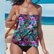 thumbnail image 1 of Karight Strapless Tankini Swimsuits for Women Tummy Control 2 Piece Bathing Suits Bandeau Blouson Swim Top with Bikini Bottom, 1 of 4
