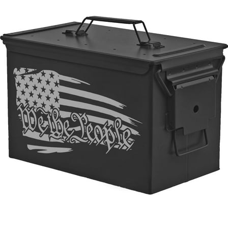 Steel Ammo Can Storage Box Ammunition Case We The People American Flag (50cal, Black)
