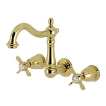 Kingston Brass KS1252BEX Essex Double-Handle 3-Hole Wall Mount Bathroom Faucet in Polished Brass