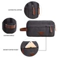 thumbnail image 3 of Neceser de viaje para hombre con compartimentos dobles, organizador de maquillaje cosmético de cuero de lona, ​​kits de afeitado Dopp - Negro, 3 of 5