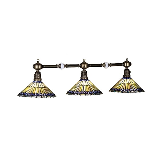 Meyda Home Indoor Bedroom Wedding Party Decorative Lighting 45""L Tiffany Jeweled Peacock 3 Lt Island Ceiling Pendant Fixture