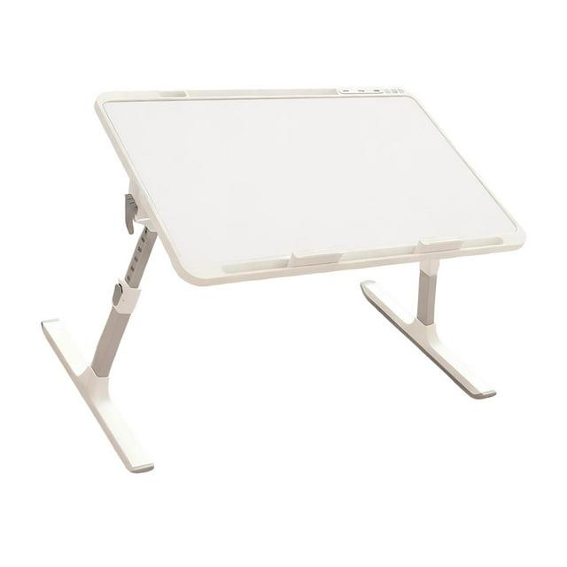 Mesa de cama para portátil, soporte ergonómico para portátil, multifuncional, escritorio portátil de pie, altura y ángulo ajustables para trabajar en blanco