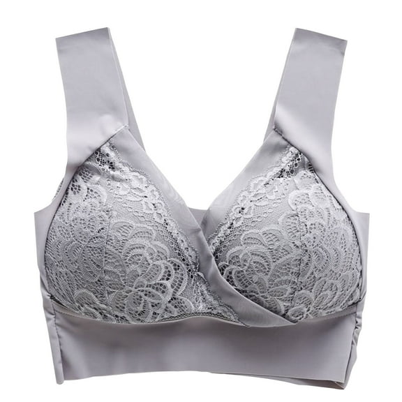 Nhthy Emboadlie Rosy Lift Bra, Emboadlie Lift Bra, Plus Size Comfort Extra Elastic Wireless Support Lace Bra Gray L