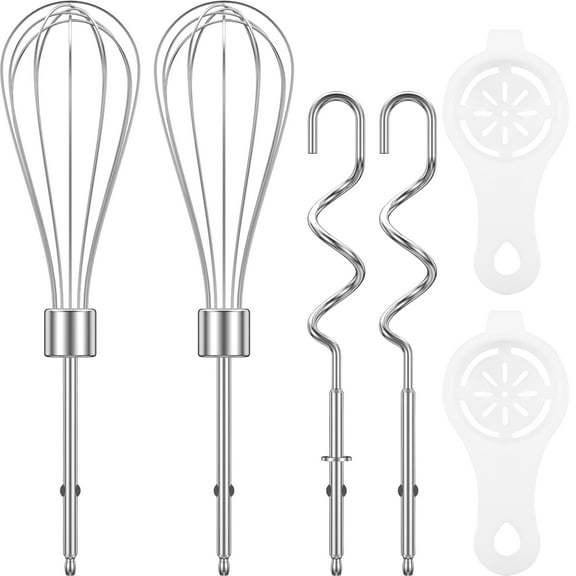 Wekvgz 4 Pcs Hand Mixer Attachments Rustproof Stainless Steel Dough Hooks Nonstick Hand Mixer Beaters and Hand Mixer Dough Hooks for Beating Eggs Butter Sugar