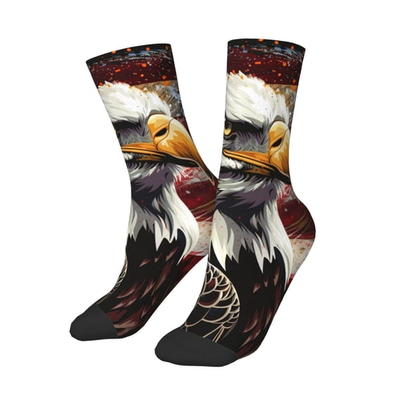Uemuo Retro American Eagle A Printed Kids Boys Socks Seamless Crew Socks Crazy Funny Athletic Sport Socks for Children