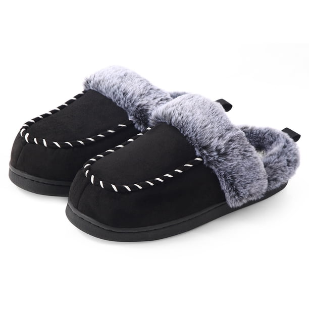 Zapatos Piso Suave Pantuflas Casa Peludas Mocasines Felpa para Hombre Cuello Piel Sintética Interior Y Exterior