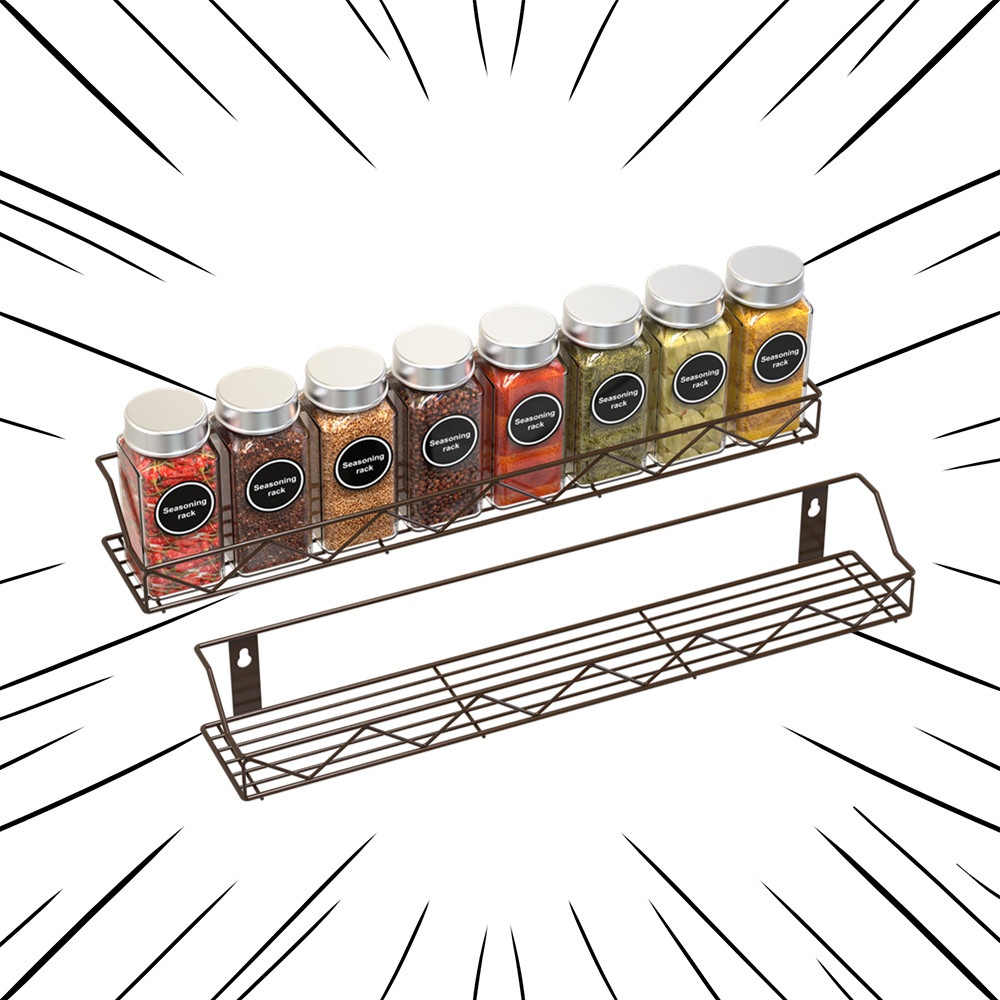 Auledio 2 Pack Metal Spice Rack Organizer WallMount Spice Organizer