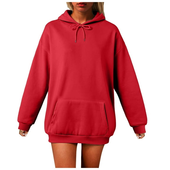 GEWSEY Oversized Hoodies for Women Fall Fashion Long Sleeve Pullover Hoodie Trendy Cute Hooded Sweatshirt Winter Outfits 2025 (Red, XXL)