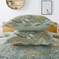 thumbnail image 4 of Travan Juego De Edredón De 3 Piezas, Colcha Acolchada De Algodón, Juego De Cama Acolchado De Gran Tamaño Con Estampado Floral, Con Fundas Para Todas Las Estaciones, Color Verde Vid, Tamaño Queen, 4 of 5