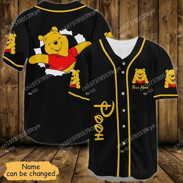 Winnie The Pooh Disney Cartoon Yellow Baseball Jersey Shirt
