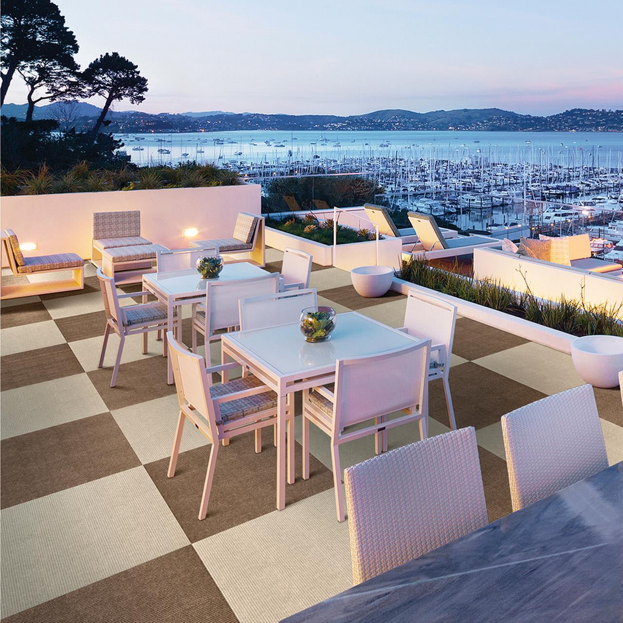 Perpetual Mocha Carpet Tiles - 24" x 24" Indoor/Outdoor, Peel and Stick Carpet Tiles - 60 sq. ft. per box – Pack of 15 Tiles