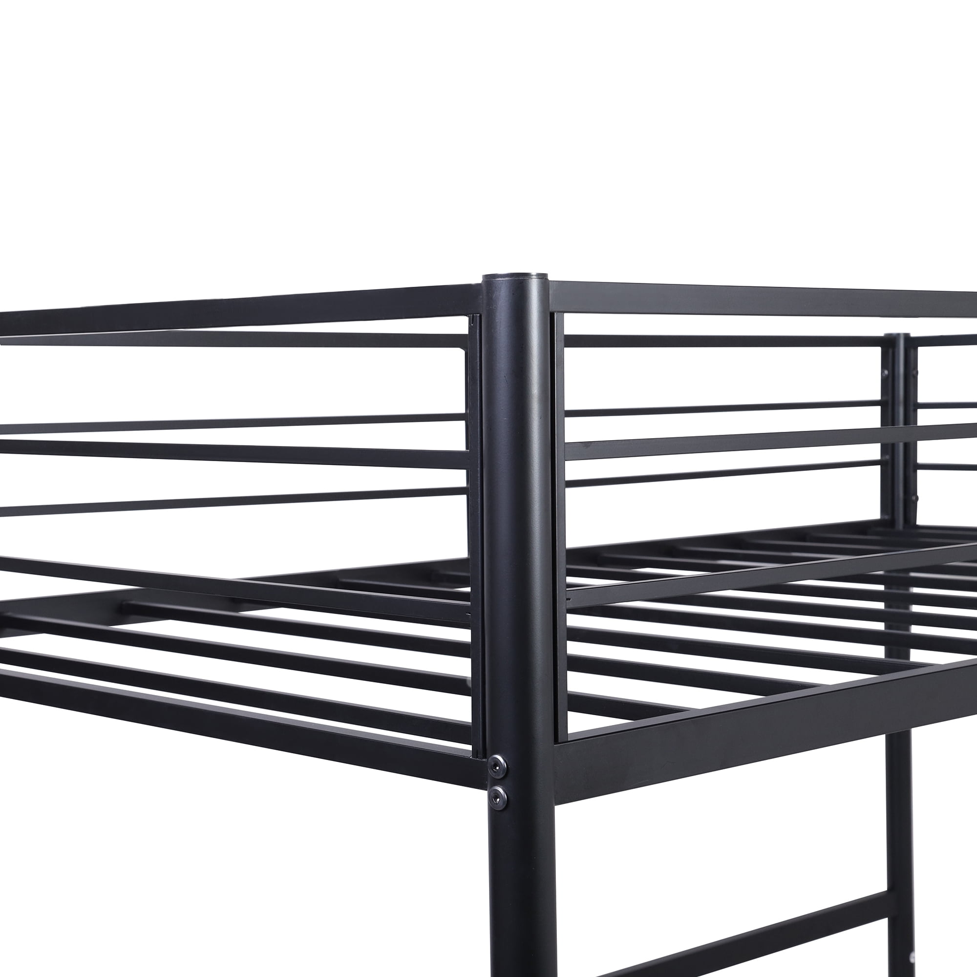 Kepooman Twin Size Metal Loft Bed with Desk & Ladder & Guardrails for Bedroom Dorm, Black Kepooman Twin Size Metal Loft Bed with Desk & Ladder & Guardrails for Bedroom Dorm, Black