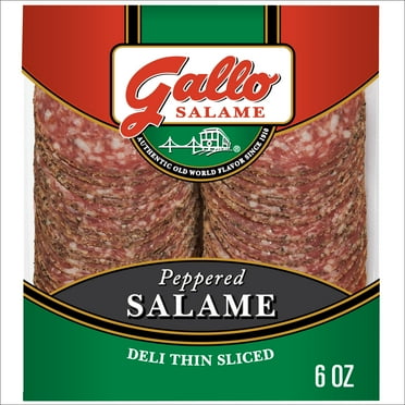 Gallo Salame Deli Thin Sliced Peppered Salami, Sliced Charcuterie Meat, 6 oz