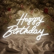 VING LED Warm White Happy Birthday Neon Sign Resin Acrylic Light Sign for Birthday Party Home Decor