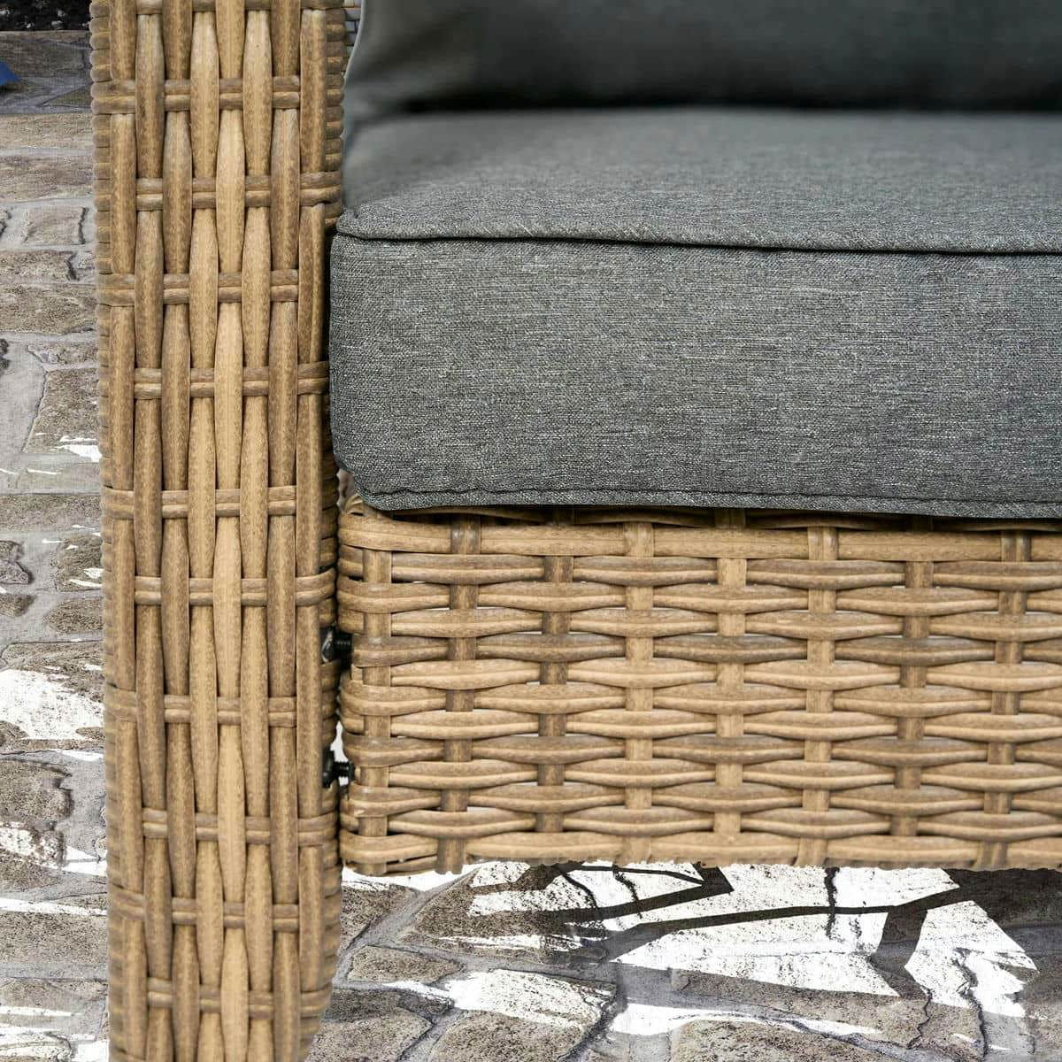 Spaco Patio Adirondack Chair with Rattan Wicker, Rattan Chair with Soft Cushions and Tall Curved Backrest for Outdoor, Charcoal Gray