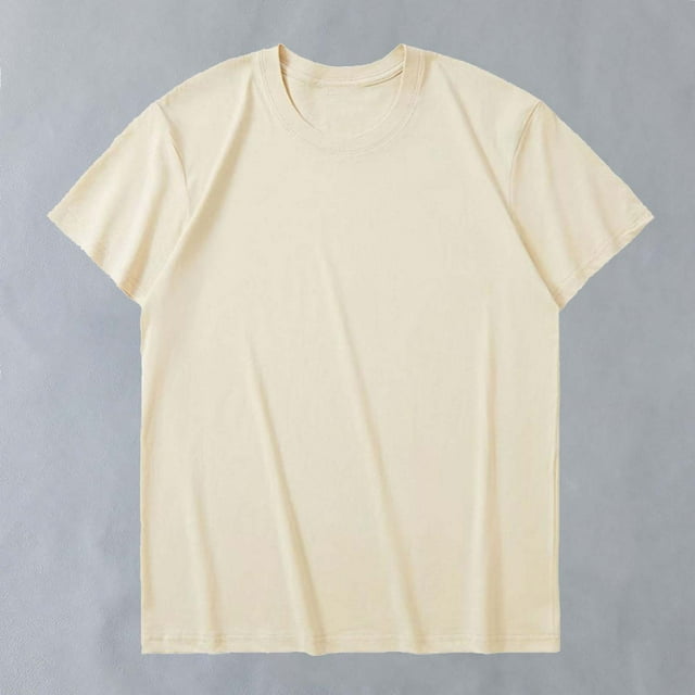 asjyhkr T-Shirts pour Hommes Coton Été 2025 Col Rond Manches Courtes Hauts Coupe Ample Confortables T-Shirts Unis