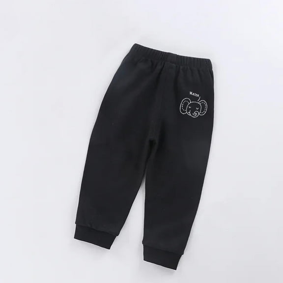 Eltusu Boys Cotton Sweatpants, Elastic Bottom Casual Soft Elastic Waist Jogger Pants Black Size 8 T
