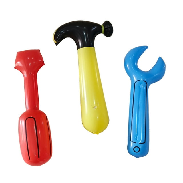 1 Set Of Inflatable Construction Tool Set Kids Hammer Wrench Screwdriver Inflatable Toy For Birthday Parties Role Play Building Fun