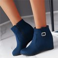 thumbnail image 2 of NECHOLOGY Botas Mujer Adulto Femenino Zapatos Botines de mujer Botas con cremallera lateral y tacón de cuña para mujer, color liso, a la (Blue, 7.5), 2 of 7