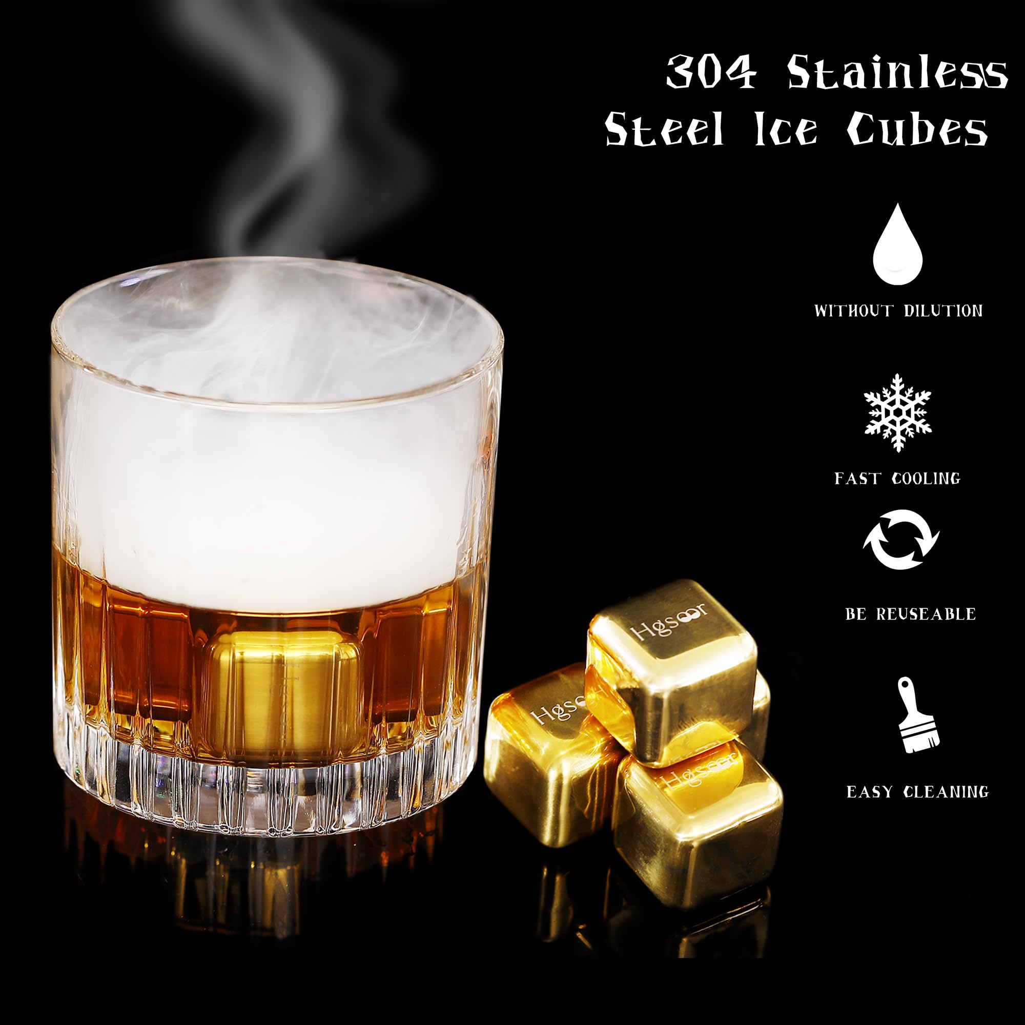 Kit Fumoir à Whisky électrique Rechargeable - 10 Copeaux De Bois + 2 Verres En Bois + Glaçons Acier - Pour Cocktails, Fromage, Café - 2