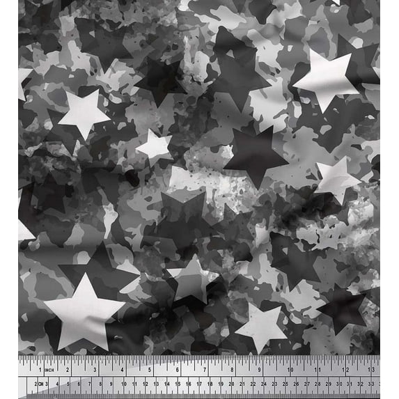 Soimoi Rayon Fabric Star & Camouflage Fabric Prints By Yard 42 Inch Wide