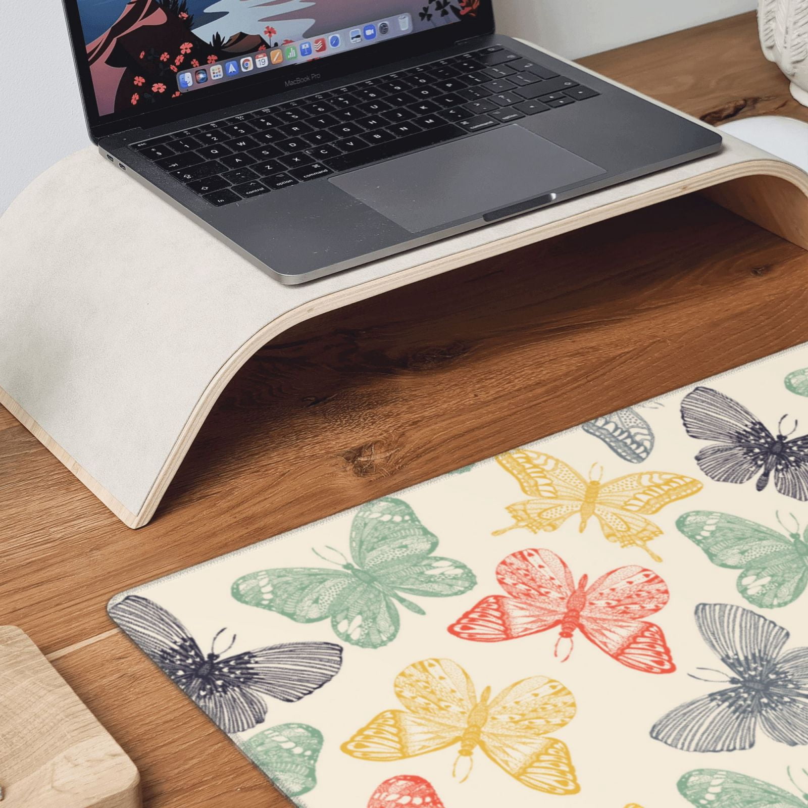 Naloa Butterfly Gaming Mouse Pad Large Mouse Mat Long Extended Desk Pad Non-Slip Rubber Mice Pads Stitched Edges Thin Pad (16x29.5 Inch)