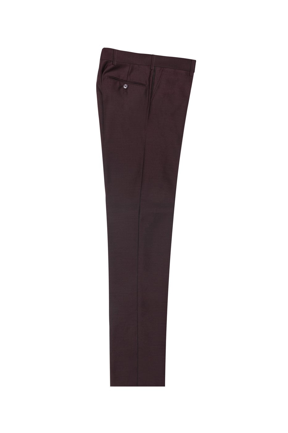 Burgundy Flat Front, Pure Wool Modern Fit Dress Pants by Tiglio Luxe