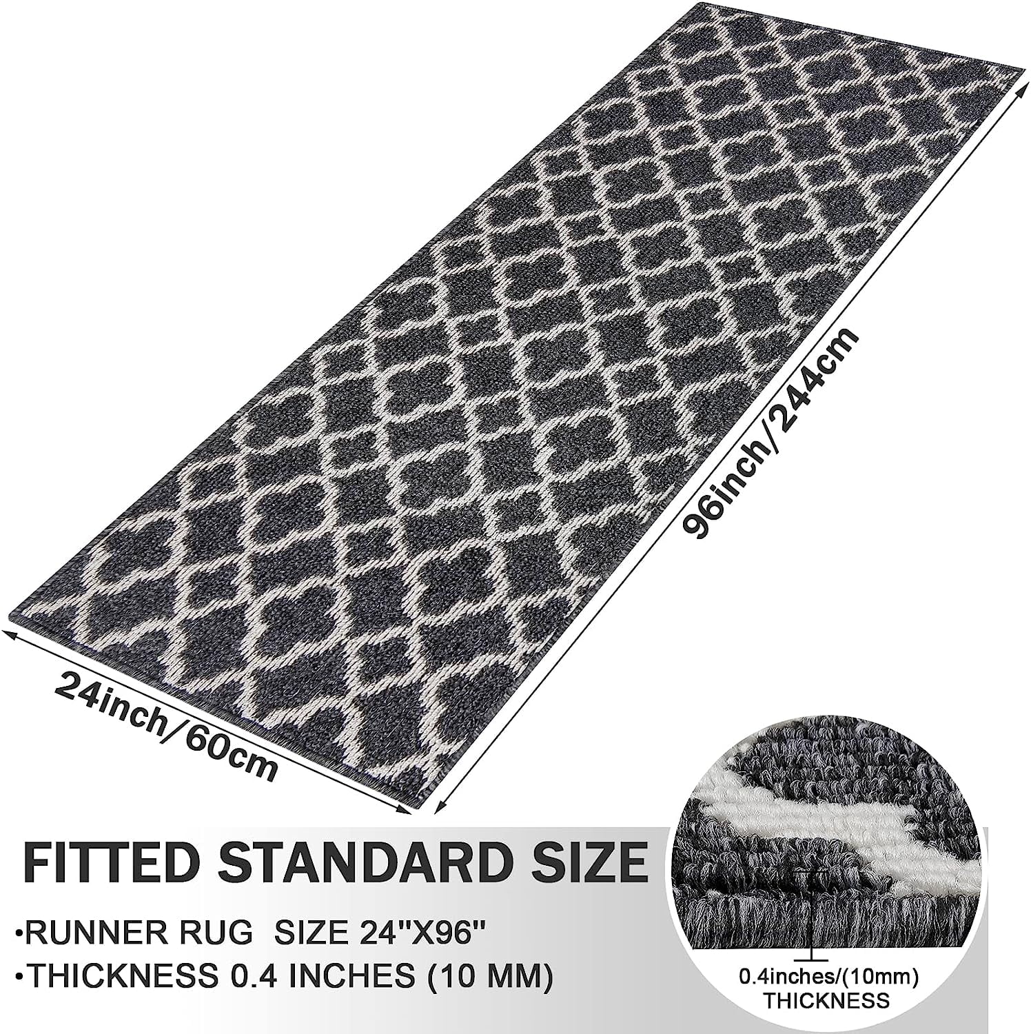 Yamaziot 2'x8' Runner Rug Long Farmhouse Kitchen Laundry Room Rug Runner Non Slip Washable Hallway Runner Rug Area Rug, Black
