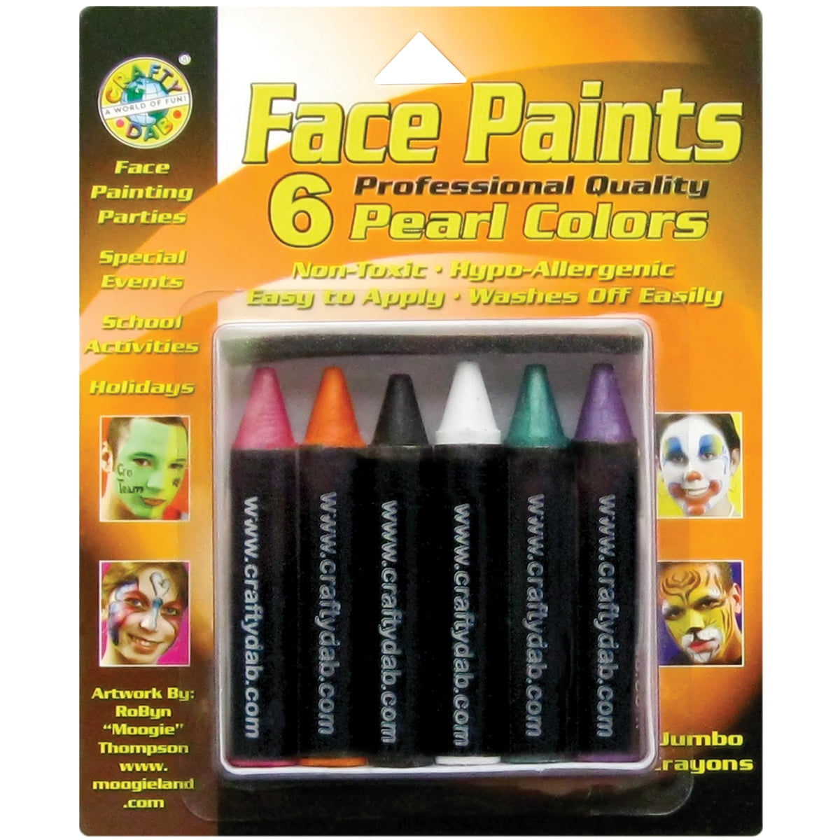 Face Paint Jumbo Crayons 6/PkgPearl