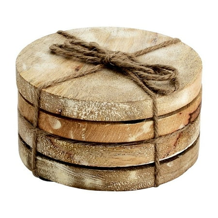 

Wood Coasters (4) Pieces Wooden Coasters Cup Coaster Set for Bar Kitchen Home Apartment Brown Finish