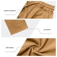 thumbnail image 6 of Men's Cotton Linen Casual Pants Drawstring Elastic Waist Button Trousers Lightweight Straight Leg Slacks with Color Chain for Daily Wear, 6 of 6