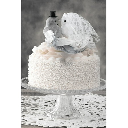 wedding cake birds bride