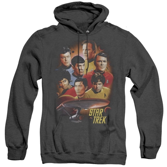 Star Trek Heart Of The Enterprise Adult Heather Hoodie Sweatshirt Black