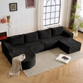 thumbnail image 1 of 132'' Modular Sectional Boneless Sofa, U Shaped Cloud Couches with Memory Foam Seating＆Wide Armrest Design, Large Modern Sofa Couch for Living Room, Bedroom, No Assembly Required (Black), 1 of 5