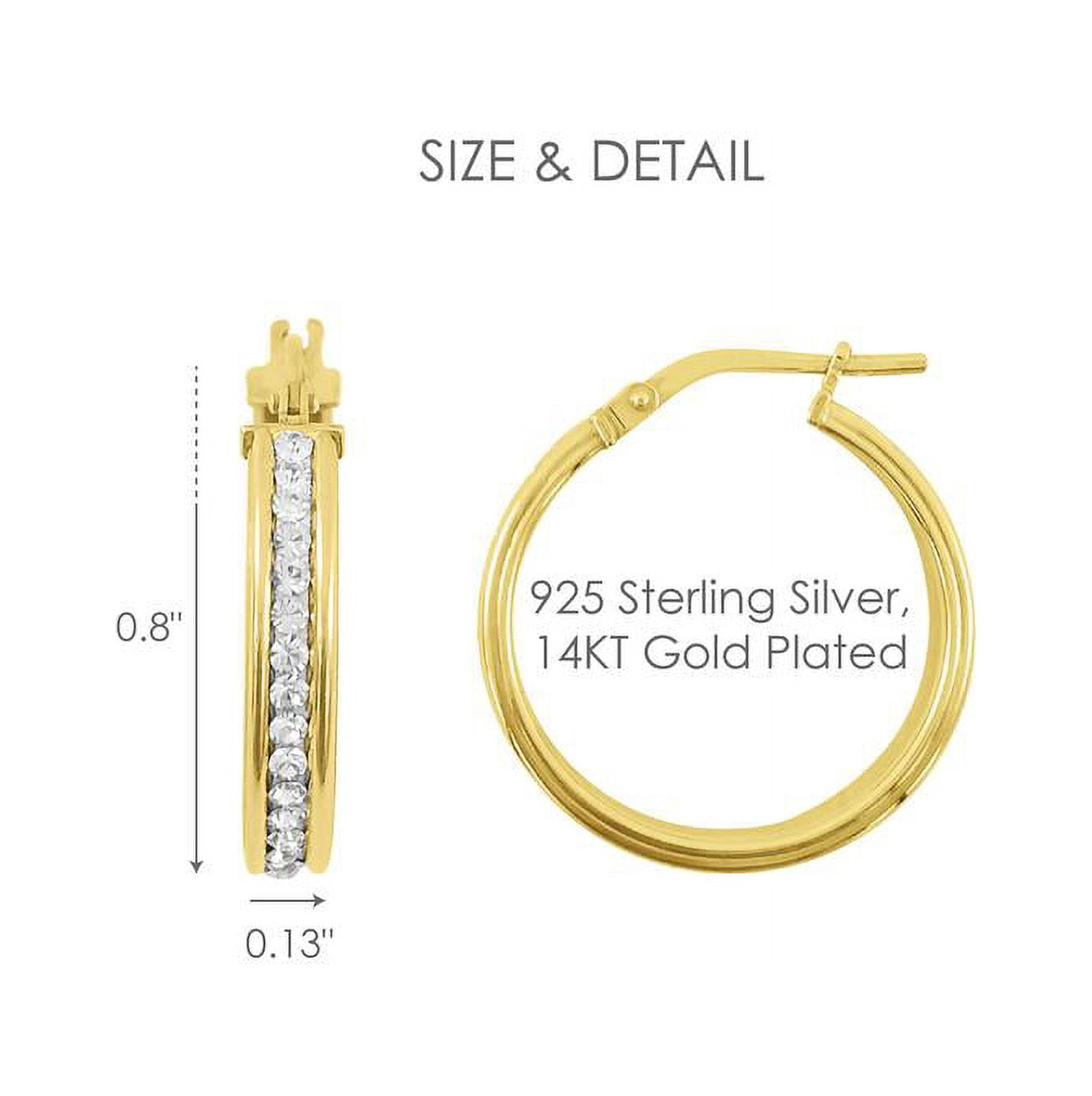 Brilliance Fine Jewelry Females 14K Gold Plated Sterling Silver Crystal Hoop Adults Earrings