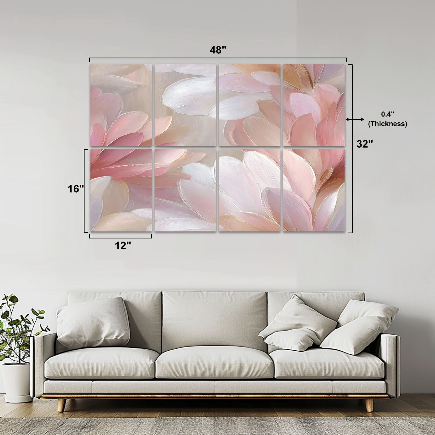 8 Pack Art Acoustic Panels Sound Absorbing Soft Pink White Floral Decorative Soundproof Wall Panels Self Adhesive for Nursery Game Room Bedroom 48"x32"