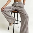 thumbnail image 4 of Mifsaly Womens Striped Pants Wide Leg Lounge Pants Elastic Waist Relaxed Fit Pajama Sleep Trousers for Home and Beach Vacation Black,XS, 4 of 5