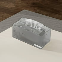 Spring-Loaded Desktop Tissue Box Holder, Elastic Support Dispenser for Living Room and Bedroom, Plastic Paper Towel Box for Home and Office(Black)