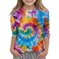 thumbnail image 2 of YUNAFFT Chandail à Manches 3/4 Imprimé pour Filles, Col Rond, Doux et Extensible, Confort Décontracté, Taille 2-12 Ans, 2 of 5