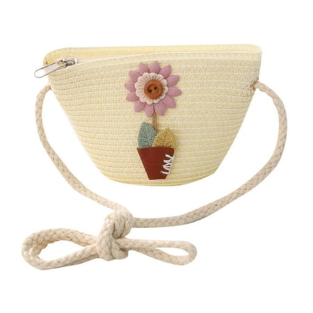 

AIMAOMI Summer Children Weave Straw Small Shoulder Bag Sunflowers Decorate Bag H