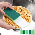 thumbnail image 1 of 5-Pack Green Sponge Scouring Pads with Wood Pulp Sponge, 11x7x2cm Multi-Purpose Scrubber for Kitchen & Bathroom, Porous Design for Quick Drying & Effective Cleaning, Includes Hanging Hole, 1 of 5
