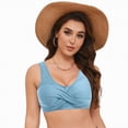 thumbnail image 3 of TOWED22 Women Bikini Top - Full Coverage Bathing Suit Top Push Up Swimsuit Tops Large Bust Swim Tops No Bottom(Light Blue,XXL), 3 of 9